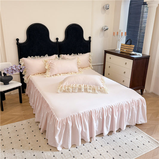 Juego de Cama Cuatro Piezas con Encaje Bordado en Algodón Chiffon - Image 2