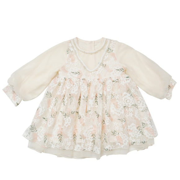 Falda Infantil Estilo Occidental con Malla Perlada