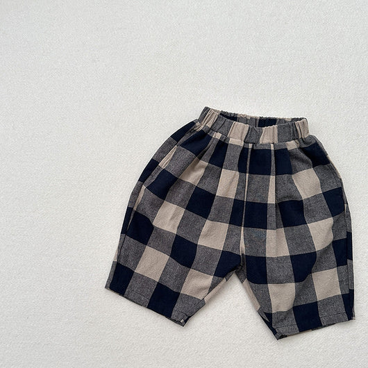 Pantalones Capri Cuadros Azul Retro para Niños - Image 20