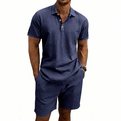 Conjunto de Shorts y Camiseta de Lino para Hombre - Ajuste Relajado - Image 4
