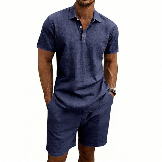 Conjunto de Shorts y Camiseta de Lino para Hombre - Ajuste Relajado - Image 4