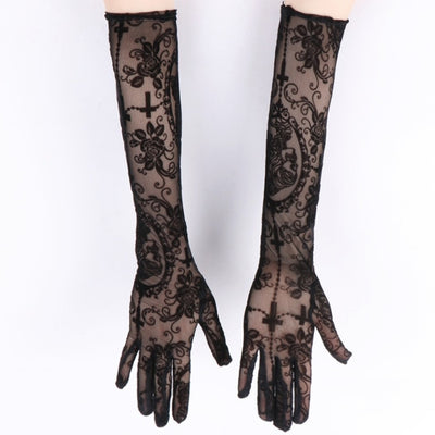 Guantes Largos de Encaje con Calavera para Disfraz de Halloween - Image 4