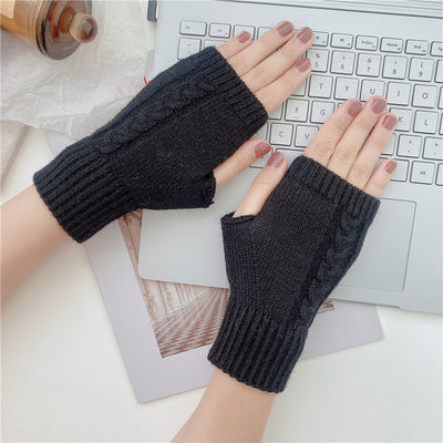 Guantes de Lana Tejida Dedos Abiertos Cortos - Image 22