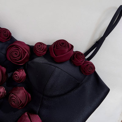 Falda Suspender Estilo Socialité Francesa con Cintura Ajustada y Flores - Image 4