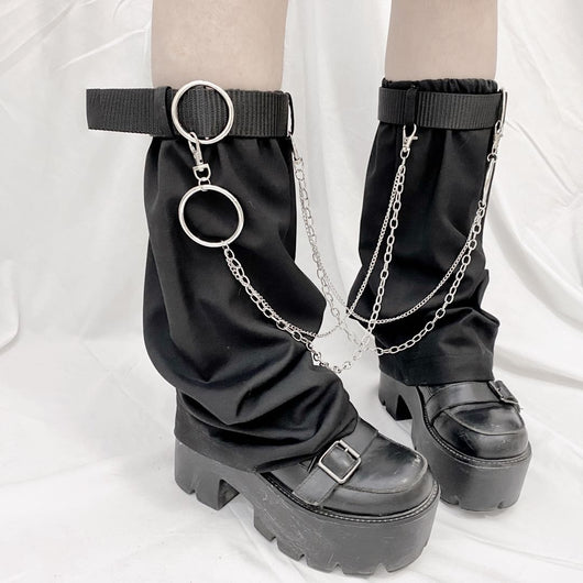 Calcetines Punk Harajuku Milenio con Cadena de Doble Anillo - Image 4