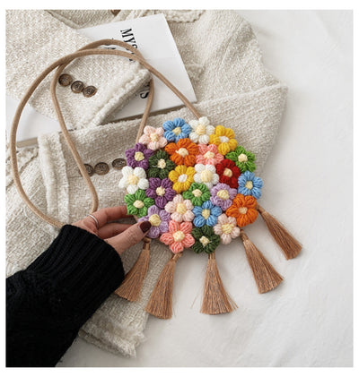 Bolsa Redonda Étnica Esponjosa para Mujer - Diseño Floral 2025 - Image 8