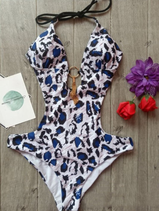 Traje de Baño Enterizo para Dama con Estampado Moderno - Image 2