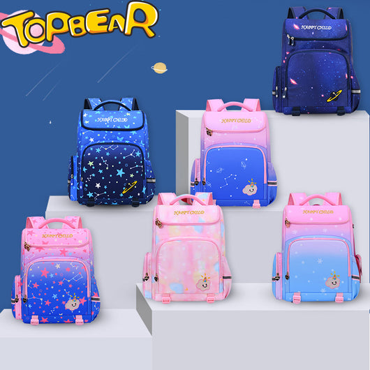 Mochila Escolar Degradado Cielo Estrellado con Protección Dorsal
