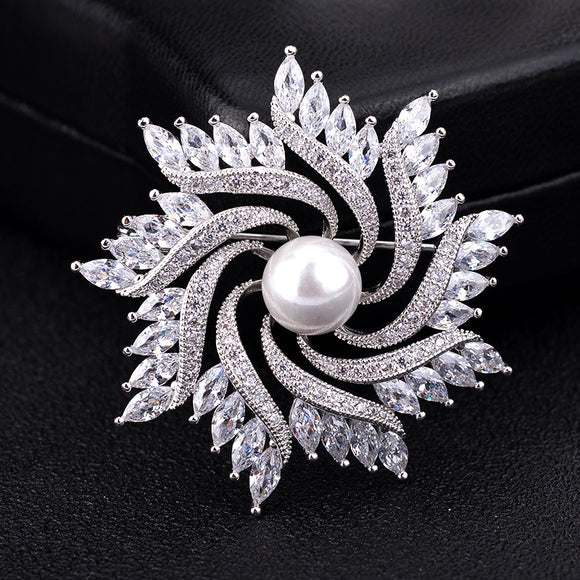 Broche de Cristal Circón Lujo Coreano con Diseño Girasol