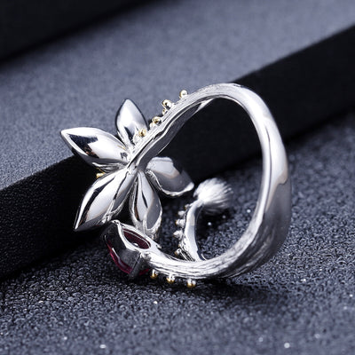 Anillo con Flor Silvestre Incrustada en Gema Natural - Image 9