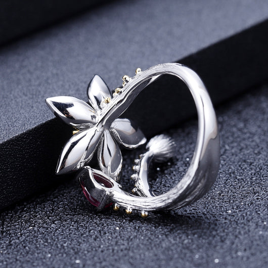 Anillo con Flor Silvestre Incrustada en Gema Natural - Image 9