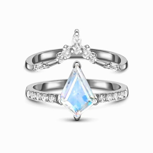 Anillo de Plata Esterlina con Diamante Diseño Gota de Agua Doble Capa - Image 7