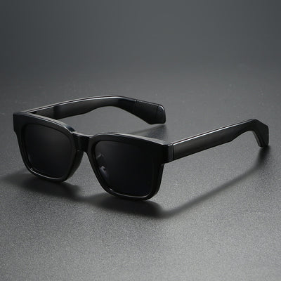 Black square-frame sunglasses with bright orange polarized lenses, designed for outdoor driving and anti-glare. - Image 7