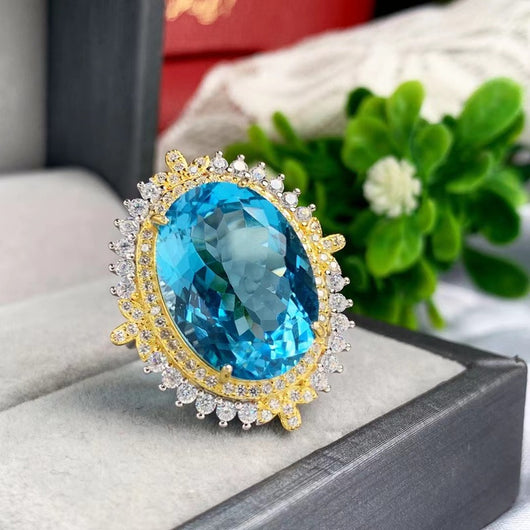 Anillo de Topacio Azul Natural con Plata S925 - Diseño Minimalista para Mujer - Image 6