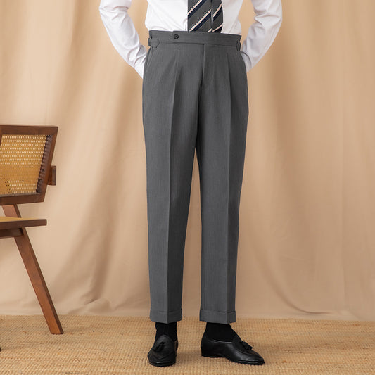 Pantalón de Vestir Hombre Cintura Alta Liso Corte Recto