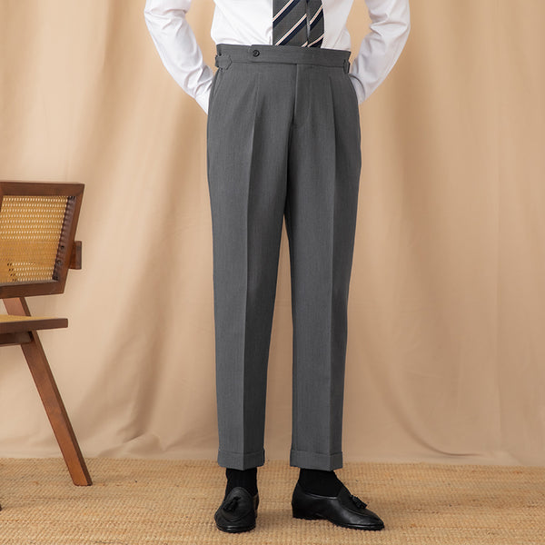 Pantalón de Vestir Hombre Cintura Alta Liso Corte Recto