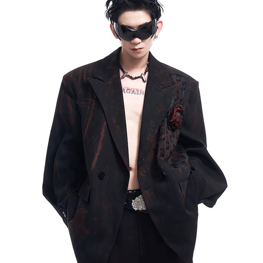 Blazer Doodle Artesanal para Hombre - Elegancia Nocturna Otoño Invierno