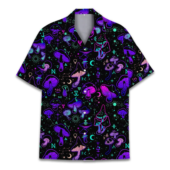 Camisa Retro de Manga Corta con Estampado y Solapa Clásica para Hombre