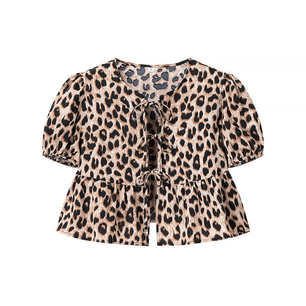 Cardigan Leopardo con Mangas Abullonadas Sexy