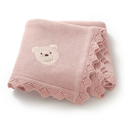 Manta Tejida Infantil con Bordado de Osito Adorable - Image 4