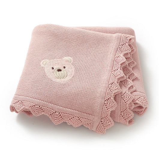 Manta Tejida Infantil con Bordado de Osito Adorable - Image 4