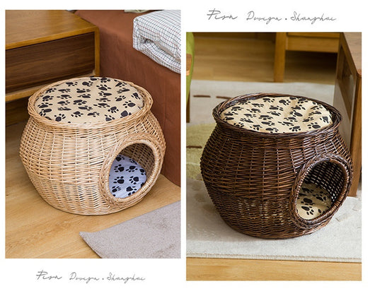 Casa Felina de Ratán Transpirable para Verano - Image 12