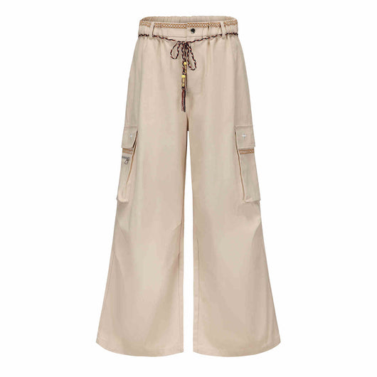Pantalón de Trabajo Cintura con Lazo Pierna Recta Ancha - Image 2