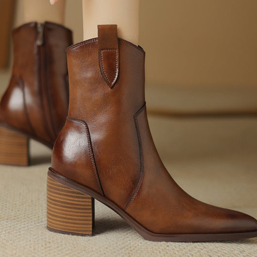 Botas Vaqueras de Cuero Vintage Hasta la Pantorrilla - Estilo Otoño Invierno - Image 16
