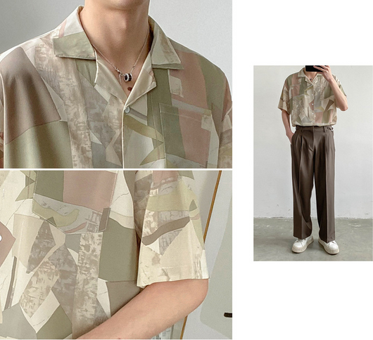 Camisa Suelta de Manga Corta para Hombre - Tela Ligera - Image 11