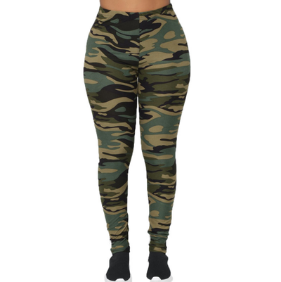 Leggings Casuales con Estampado Camuflaje Gris - Image 5