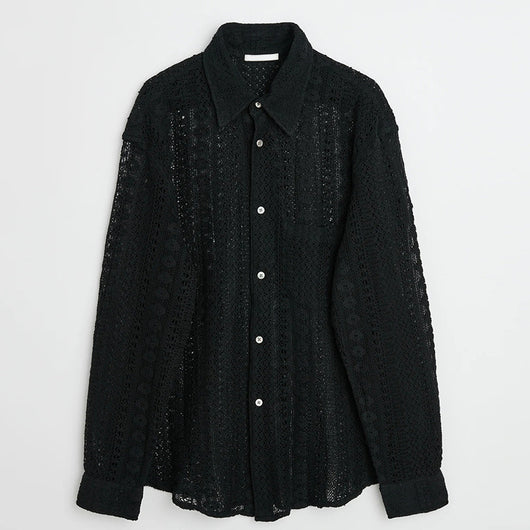 Camisa Casual Hombre con Encaje Hueco y Drapeado Elegante - Image 9
