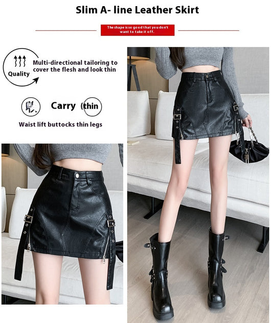 Pantalón Corto de Cuero Negro con Doble Cierre y Pierna Ancha - Image 10