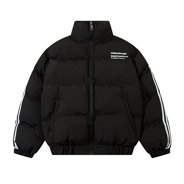 Chaqueta Acolchada para Hombre con Cuello Alto y Rayas Laterales