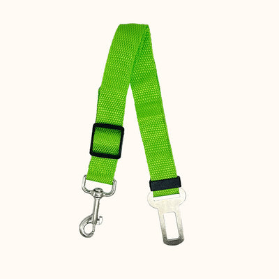 Brown nylon pet car safety belt with adjustable strap, metal seatbelt buckle, and swivel snap hook. - Image 11