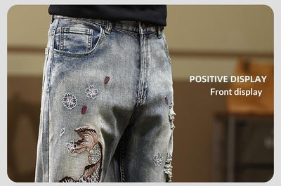Jeans Rectos Stretch con Bordados para Hombre - Image 12