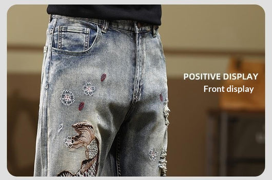 Jeans Rectos Stretch con Bordados para Hombre - Image 12