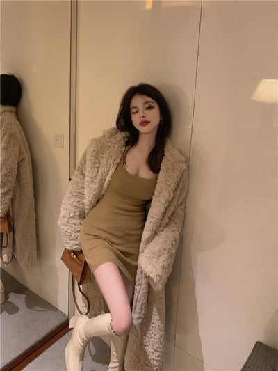 Cardigan Abrigo Grueso de Manga Larga con Forro Peludo para Otoño e Invierno - Image 10