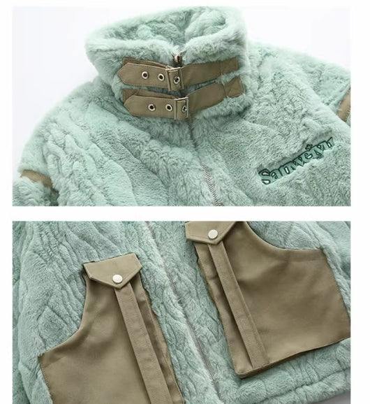Abrigo Retro de Lana de Cordero y Algodón para Hombre y Mujer - Image 12