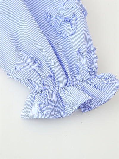 Camisa de Manga Larga Popelina Floral con Rayas Texturizadas - Image 5