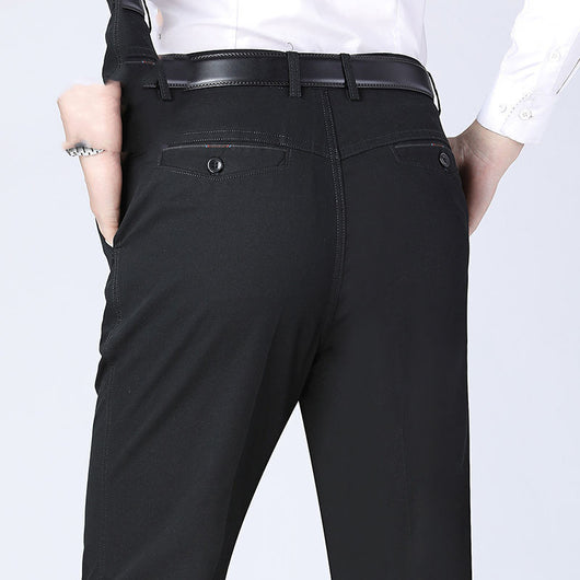 Pantalones Casuales Rectos Sueltos Cintura Alta para Hombre Maduro - Image 3