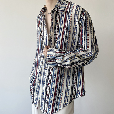 Camisa Retro Europea de Manga Larga para Vacaciones - Image 26