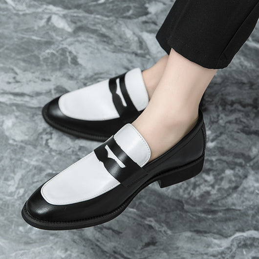 Zapatos Casual de Cuero Estilo Británico-Coreano sin Cordones