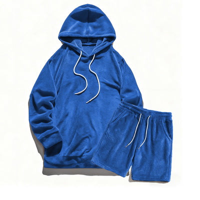 Conjunto de Sudadera con Capucha y Shorts en Fleece Coral para Hombre Talla Grande - Image 9