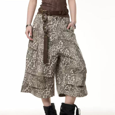 Shorts de Trabajo Estampado Leopardo Mujer - Verano Suelto y Estilizador - Image 2