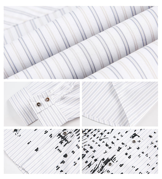 Camisa Larga Estampada a Rayas con Letras para Mujer - Image 9