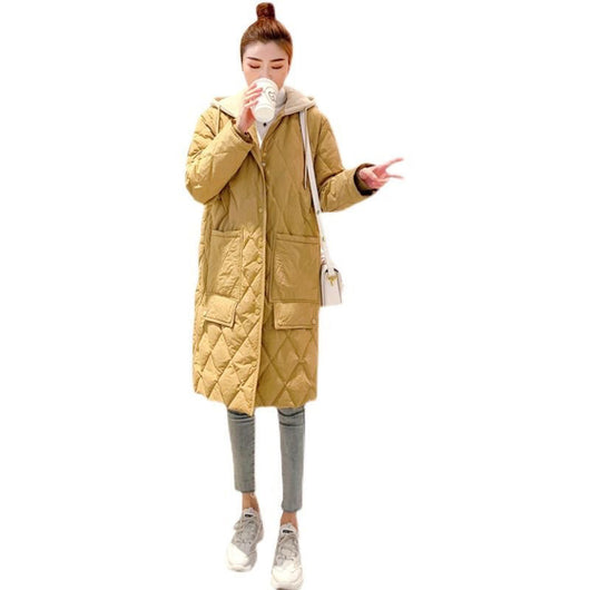 Chaqueta Acolchada Mujer Talla Grande con Capucha - Diseño Rombos Cuadros Oversize - Image 5