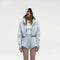 Chaqueta Hoodie Cropped Suelta con Cierre y Manga Larga