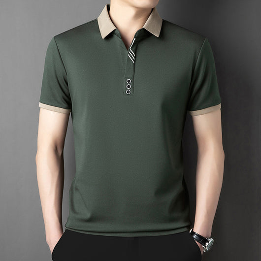 Camiseta Casual Hombre Cuello Solapa - Transpirable y Suave al Tacto
