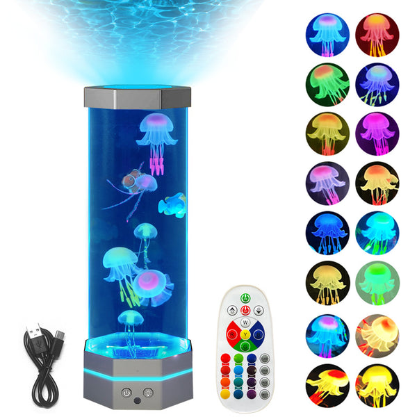 Lámpara Medusa Lava 17 Colores con Control Remoto - Luz Nocturna Proyectora USB