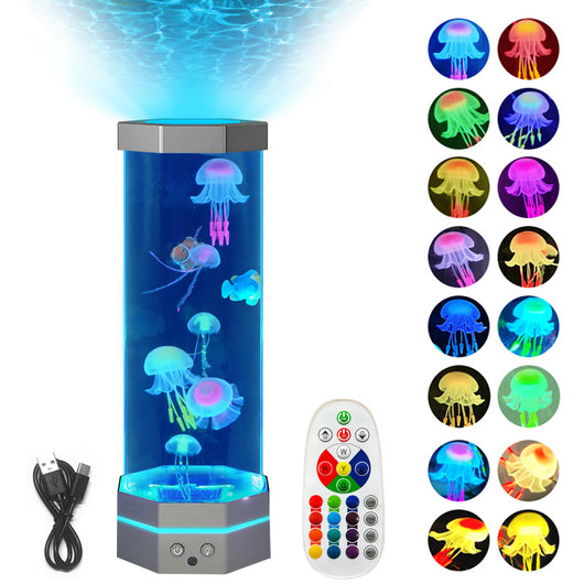 Lámpara Medusa Lava 17 Colores con Control Remoto - Luz Nocturna Proyectora USB